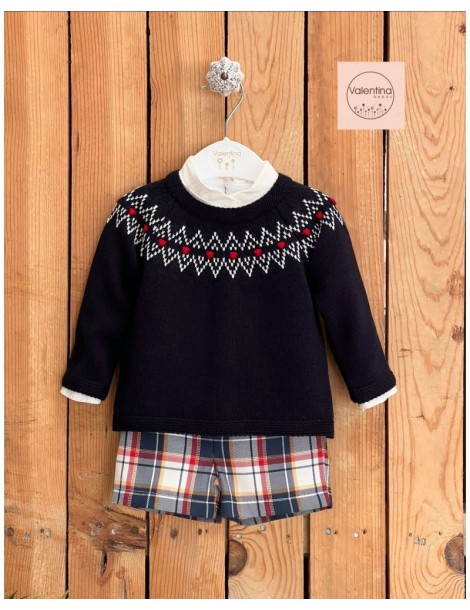 VALENTINA BEBÉS TIENDA Conjunto Niño Cuadros Marino Valentina