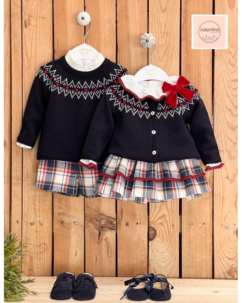 VALENTINA BEBÉS TIENDA Conjunto Niño Cuadros Marino Valentina