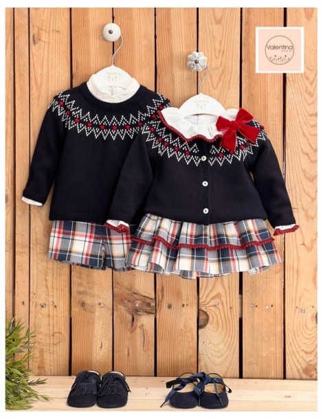 VALENTINA BEBÉS TIENDA Conjunto Niño Cuadros Marino Valentina