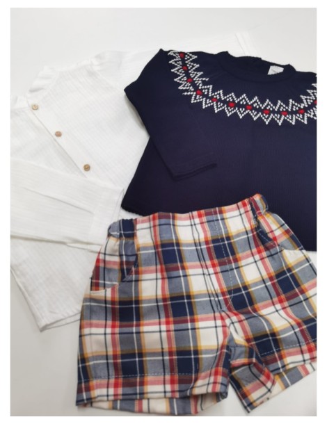 VALENTINA BEBÉS TIENDA Conjunto Niño Cuadros Marino Valentina