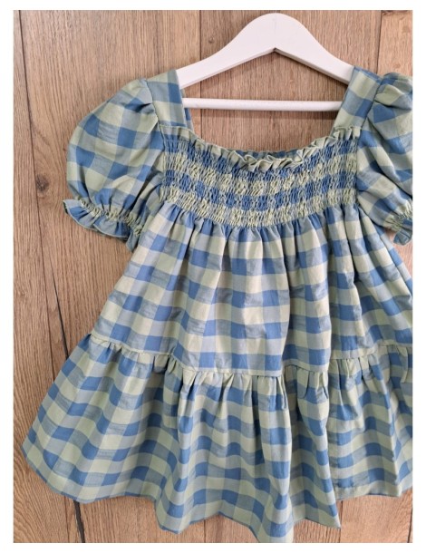 JOSÉ VARÓN TIENDA Vestido Vichy Verde y Azul Varón