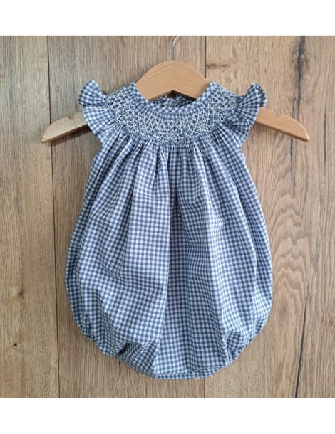 OUTLET VERANO HASTA EL 60% MENOS Pelele Cuello Smock Vichy Azul dBb