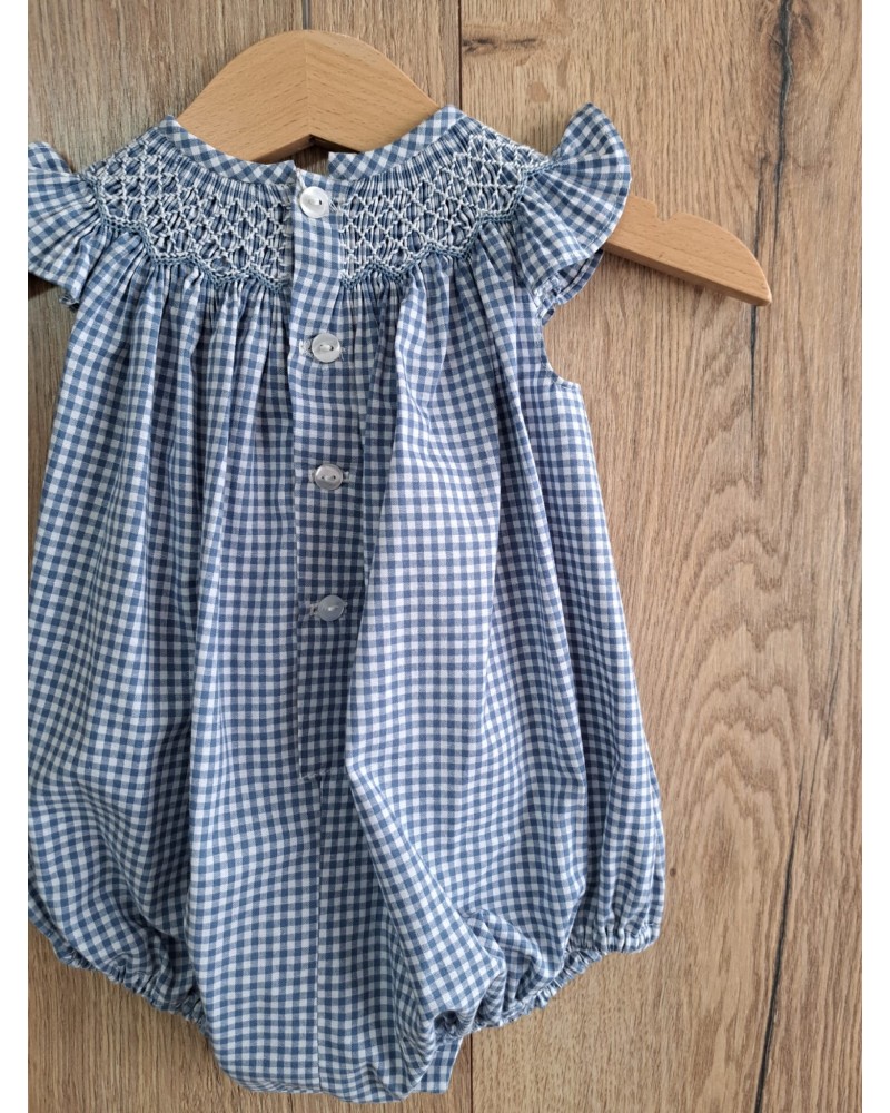 OUTLET VERANO HASTA EL 60% MENOS Pelele Cuello Smock Vichy Azul dBb