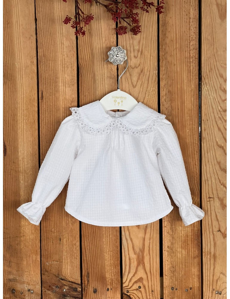 VALENTINA BEBÉS NIÑA  Blusa Blanca Puntilla Valentina