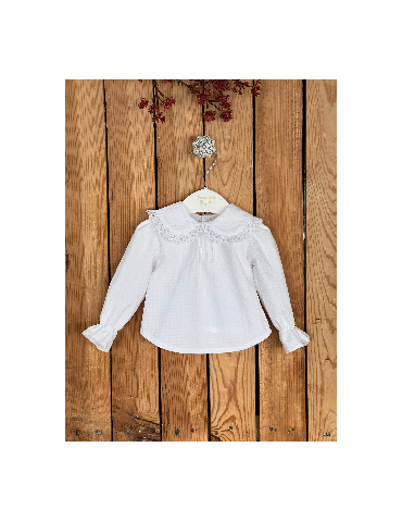 VALENTINA BEBÉS NIÑA  Blusa Blanca Puntilla Valentina