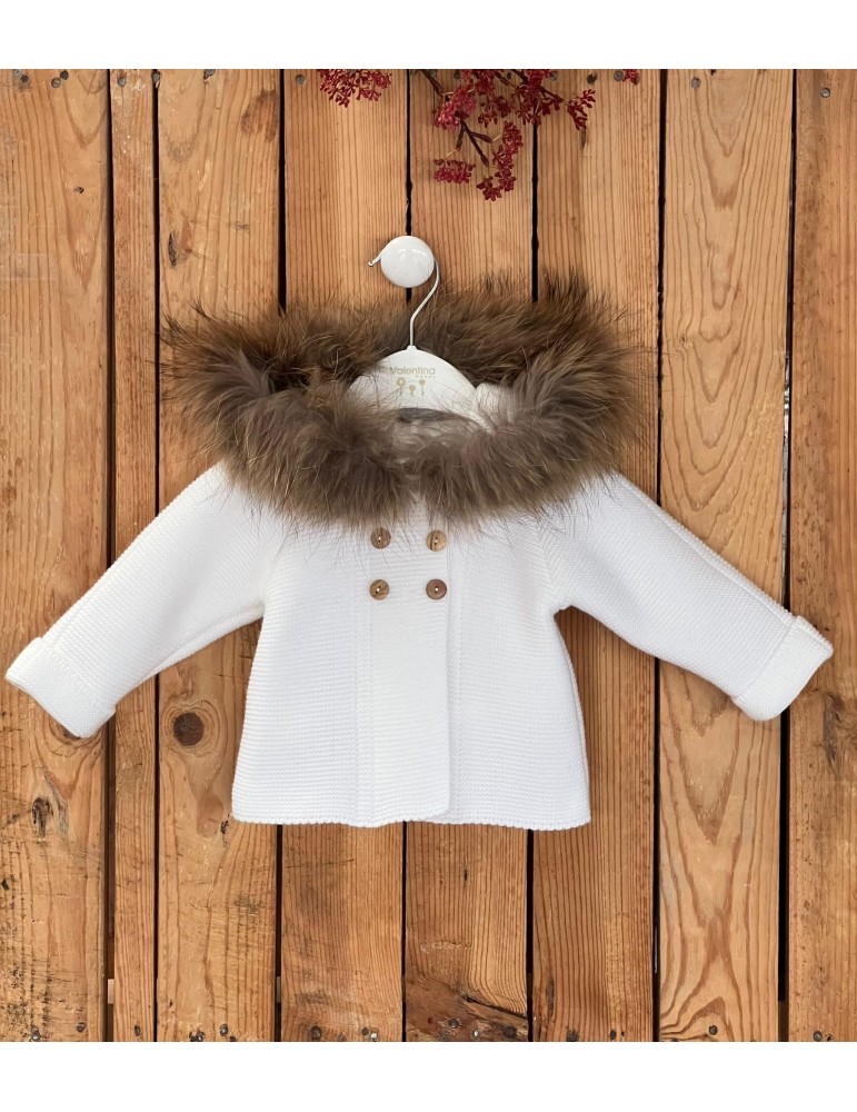 VALENTINA BEBÉS OUTLET DE INVIERNO Chaquetón Punto Pelo Blanco Valentina