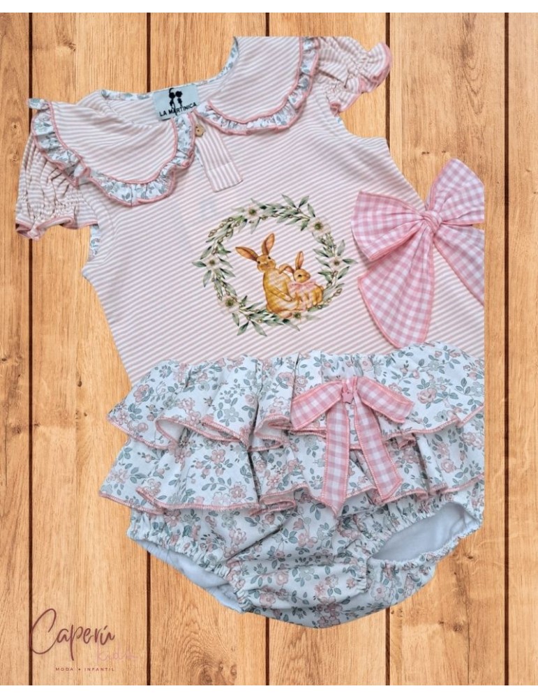 LA MARTINICA NIÑA  Conjunto Camiseta Rayas Kids and Baby CON DIBUJO