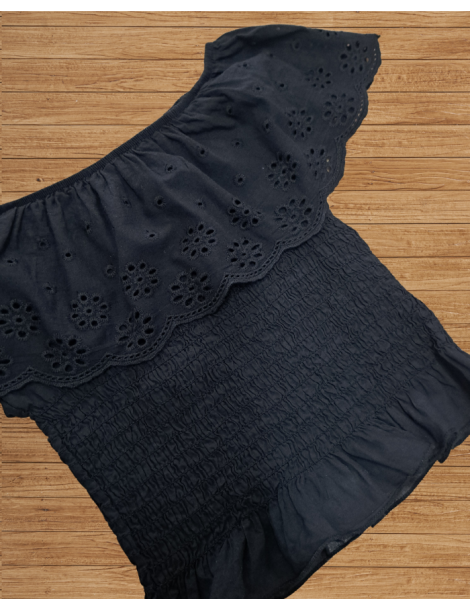MON PETIT BONBON  OUTLET DE VERANO Top Engomado Puntilla Negro Mon Petit
