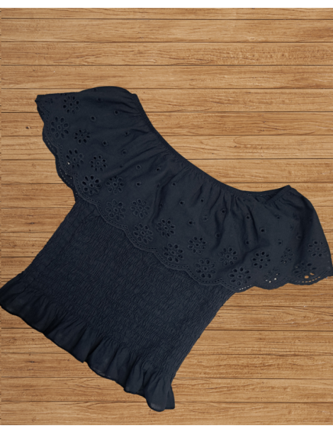 MON PETIT BONBON  OUTLET DE VERANO Top Engomado Puntilla Negro Mon Petit