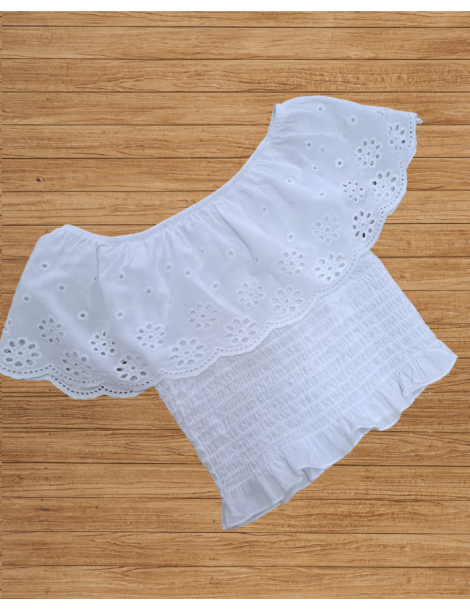 MON PETIT BONBON Y PIO PIO OUTLET DE VERANO Top Engomado Puntilla Blanco Mon Petit