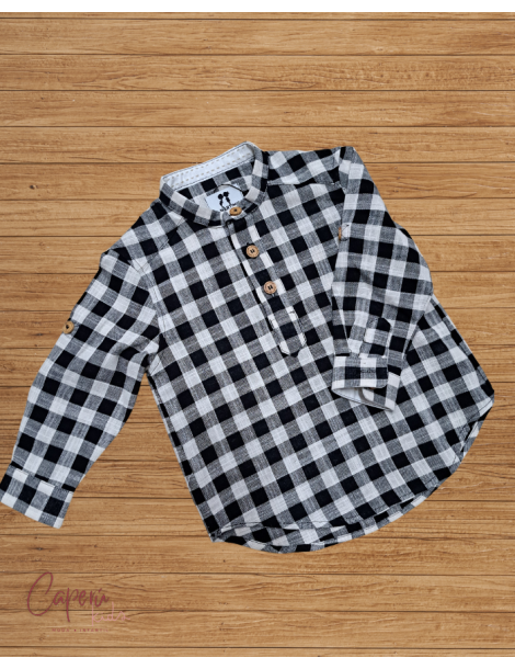 LA MARTINICA OUTLET DE VERANO Camisa Niño Black and White Vichy La Martinica