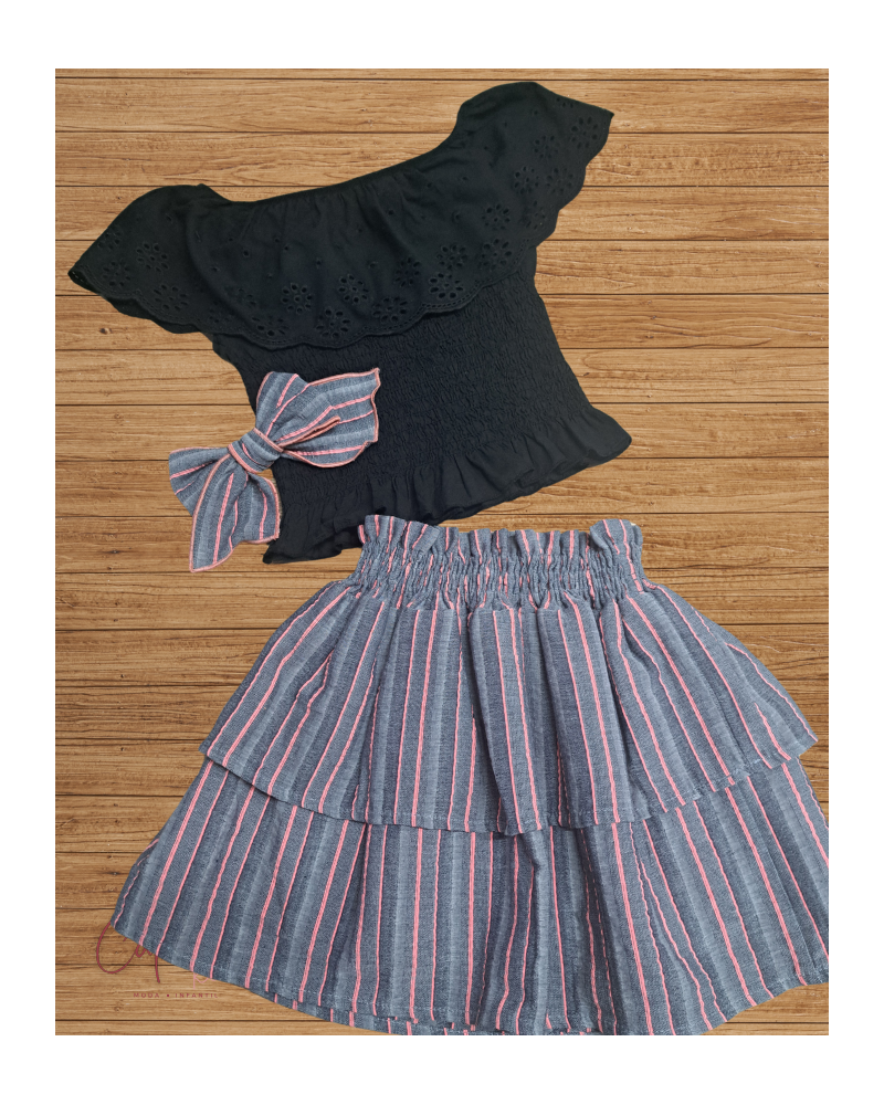 TIENDA Falda Marieta Rayas Flúor Bóetie Kids