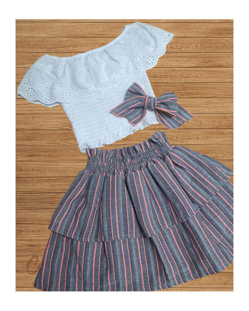 TIENDA Falda Marieta Rayas Flúor Bóetie Kids