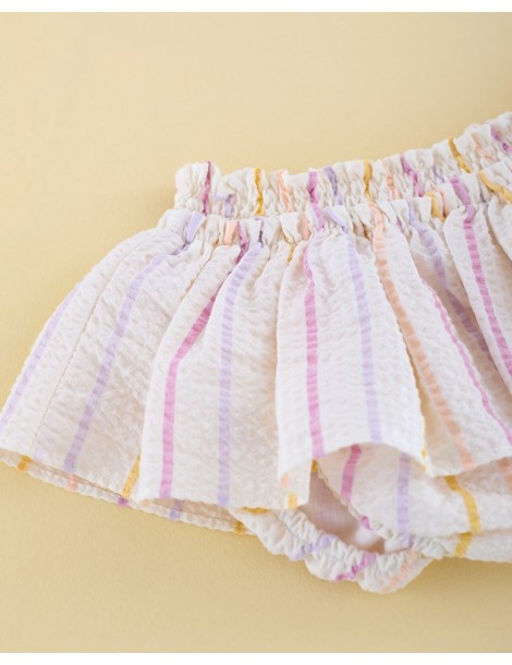 MI CANESÚ OUTLET DE VERANO Braguita Minifalda Seersuker Rayitas Malva Mi Canesú