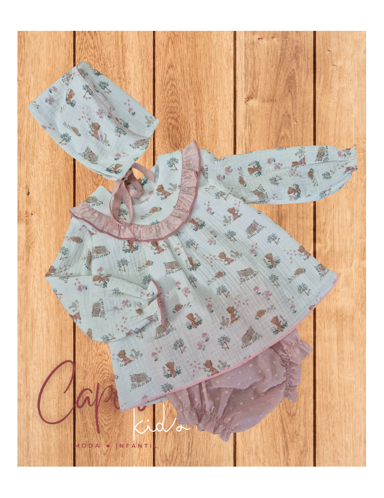 YOEDU TIENDA Jesusito Muselina Rosa Empolvado con Capota Yoedu