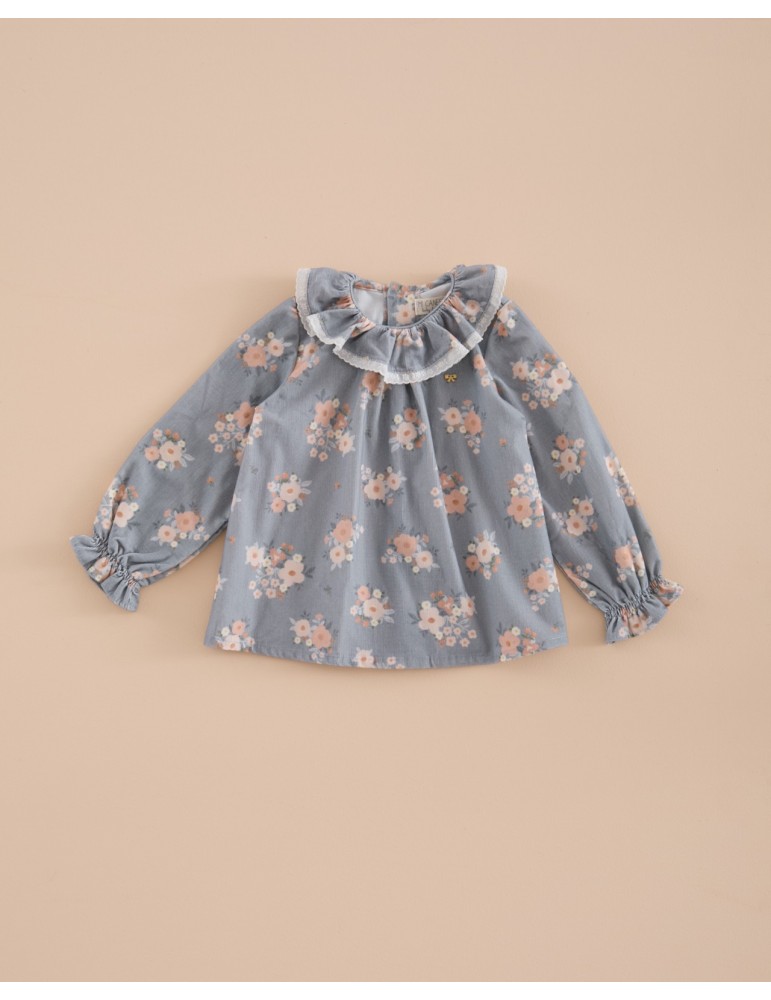 MI CANESÚ TIENDA Camisa Cuello Volante Micropana Bouquet Mi Canesú