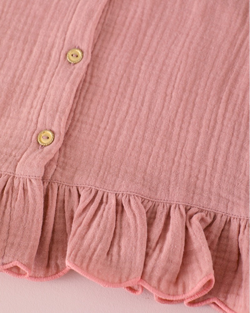MI CANESÚ TIENDA Blusa Peplum Ondas Gasa Colorete Mi Canesú