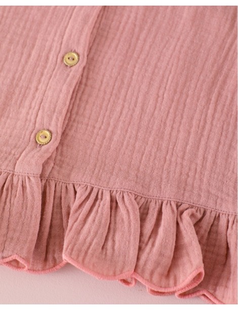 MI CANESÚ TIENDA Blusa Peplum Ondas Gasa Colorete Mi Canesú