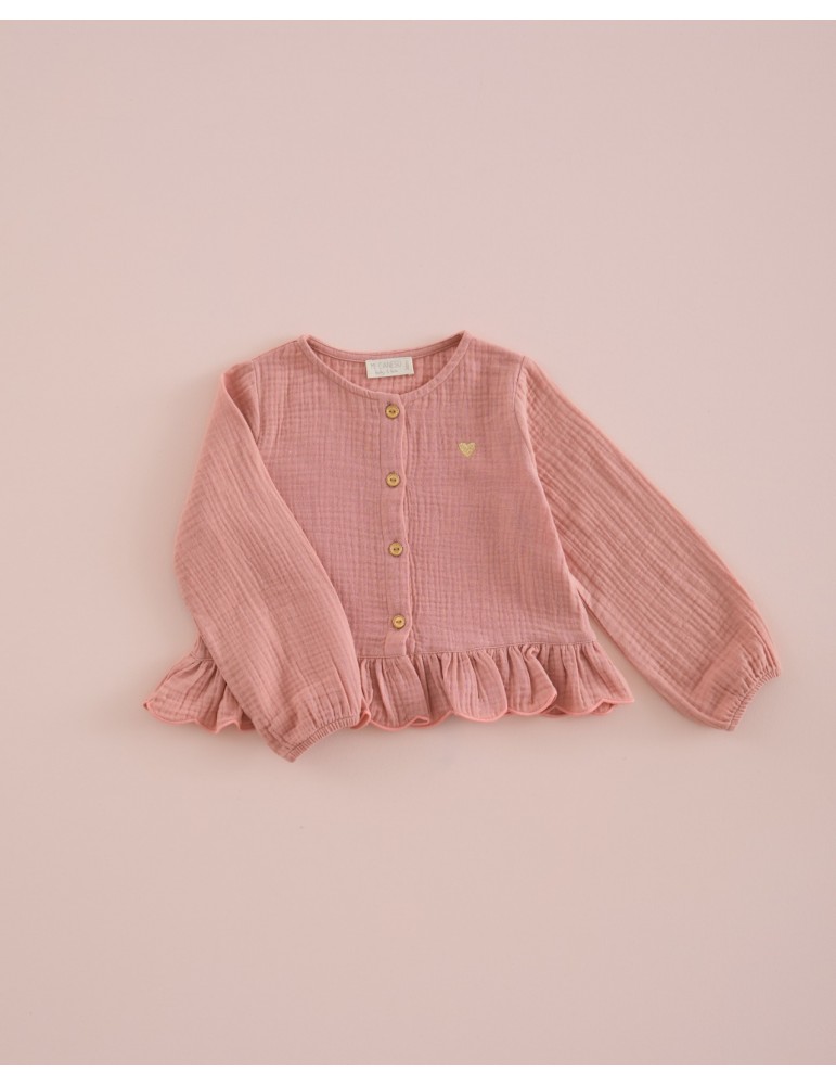 MI CANESÚ TIENDA Blusa Peplum Ondas Gasa Colorete Mi Canesú