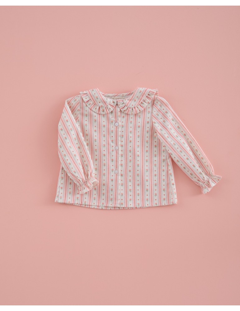 MI CANESÚ TIENDA Camisa Niña Micropana Rayas Corazón Mi Canesú