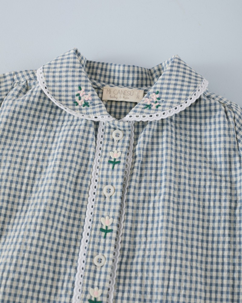 MI CANESÚ TIENDA Blusa Bordados Minivichy Azul Denim Mi Canesú