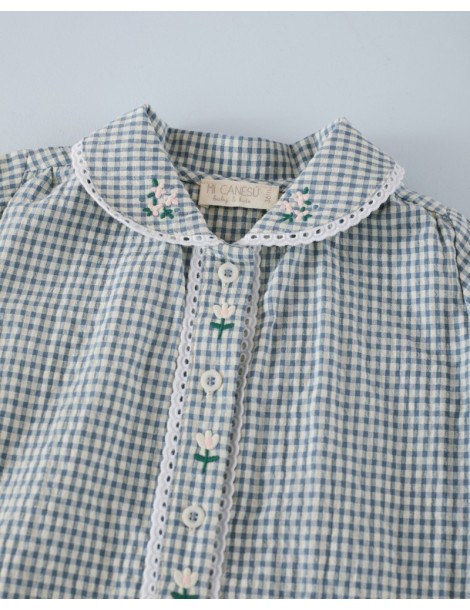 MI CANESÚ TIENDA Blusa Bordados Minivichy Azul Denim Mi Canesú