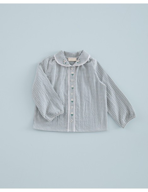 MI CANESÚ TIENDA Blusa Bordados Minivichy Azul Denim Mi Canesú