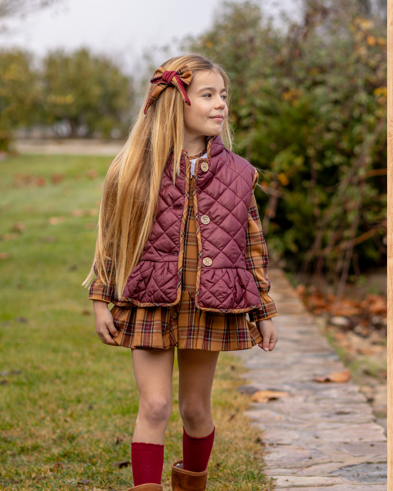 BOÉTIE TIENDA Chaleco Granate Tartán de Bóetie Kids