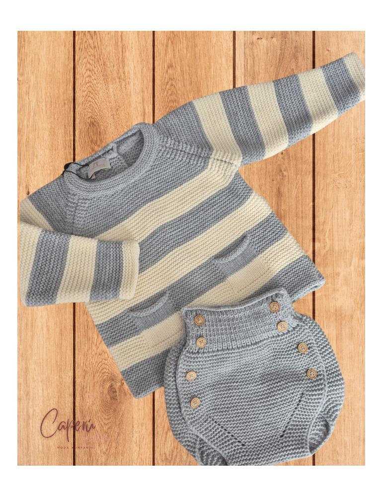 LA MARTINICA TIENDA Jubón Bolsillos Gris y Crudo La Martinica