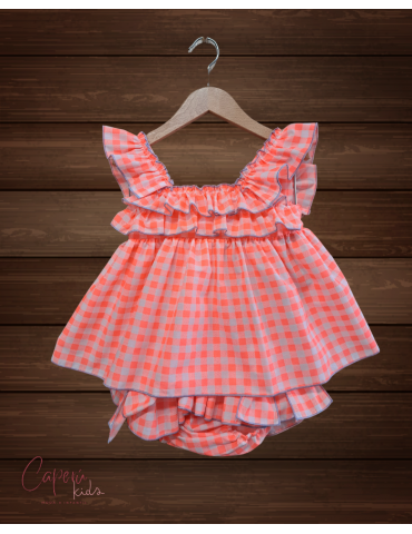 MON PETIT BONBON Y PIO PIO OUTLET DE VERANO Jesusito Fresquito Vichy Flúor Mon Petit