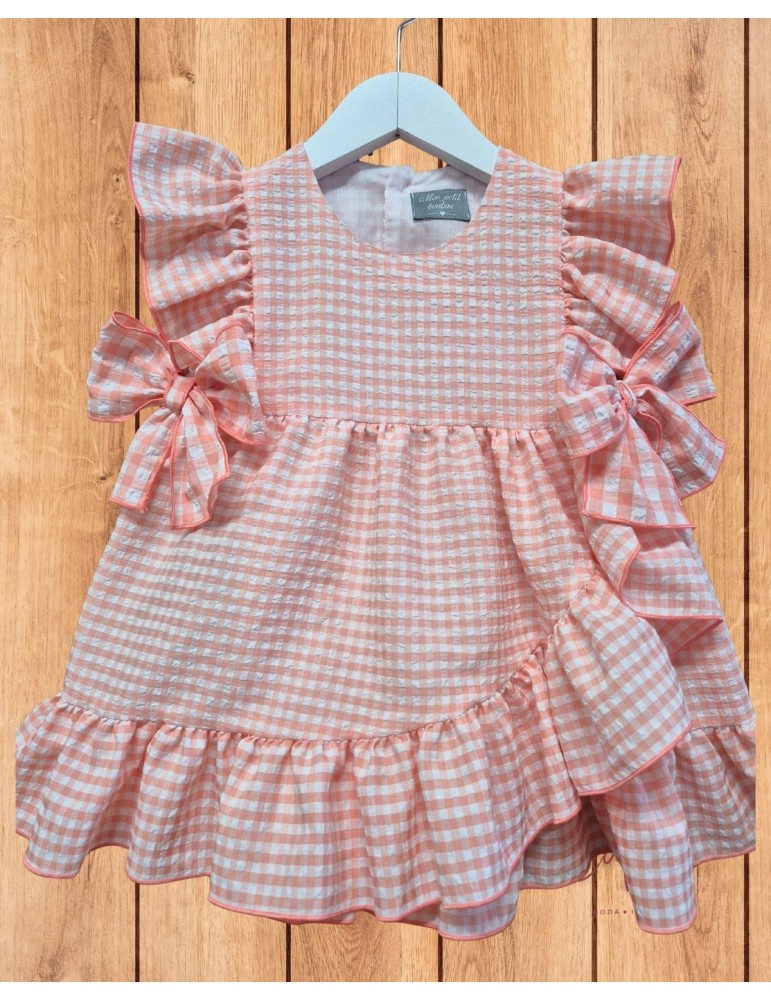 MON PETIT BONBON  TIENDA Jesusito Vichy Melocotón Lazos Mon Petit