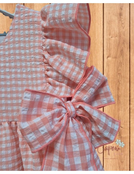 MON PETIT BONBON  TIENDA Jesusito Vichy Melocotón Lazos Mon Petit