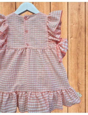 MON PETIT BONBON  TIENDA Jesusito Vichy Melocotón Lazos Mon Petit