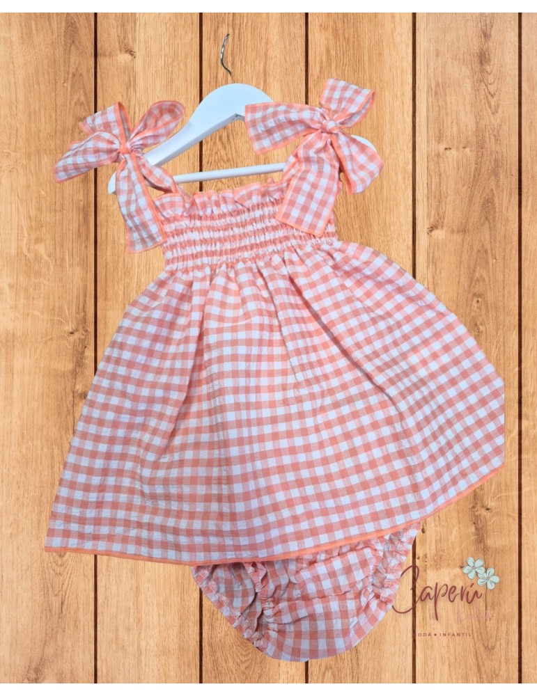 MON PETIT BONBON  TIENDA Jesusito Engomado Vichy Grande Melocotón Mon Petit