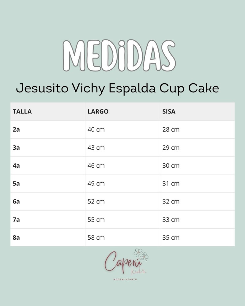 LA MARTINICA TIENDA Jesusito Vichy Espalda Cup Cake La Martinica