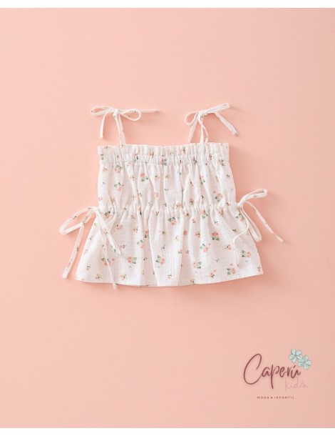 MI CANESÚ TIENDA Top Cintas Flor Allegra Mi Canesú
