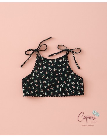 MI CANESÚ TIENDA Top Espalda Cruzada Night Flowers Mi Canesú