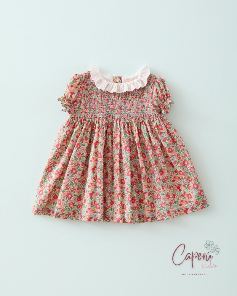 MI CANESÚ TIENDA Vestido Canesú Fruncido Liberty Rosso Mi Canesú