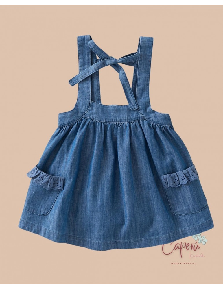 MI CANESÚ TIENDA Pichi Bolsillos Puntilla Denim Mi Canesú