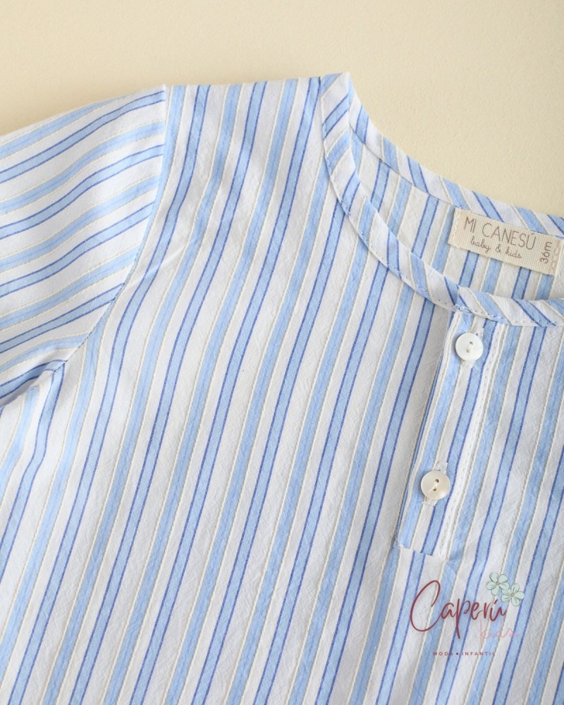 MI CANESÚ TIENDA Camisa Niño Rayas Azul Cielo Mi Canesú