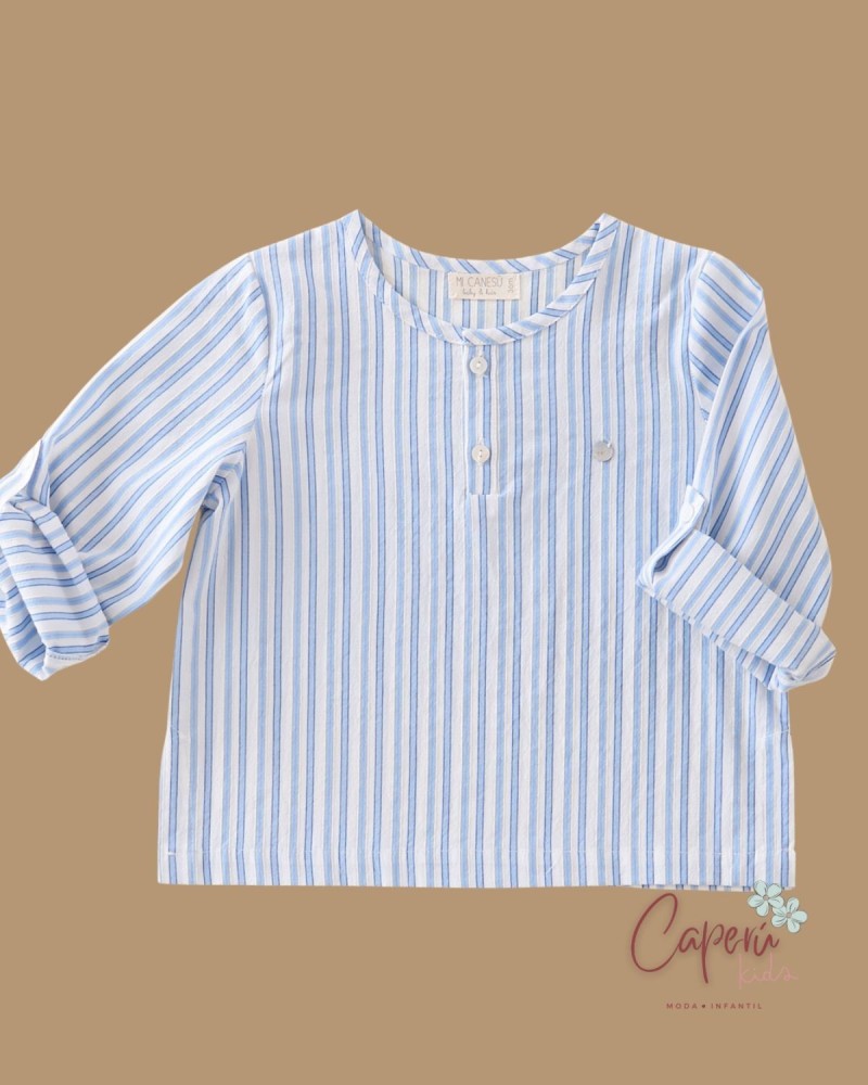 MI CANESÚ TIENDA Camisa Niño Rayas Azul Cielo Mi Canesú