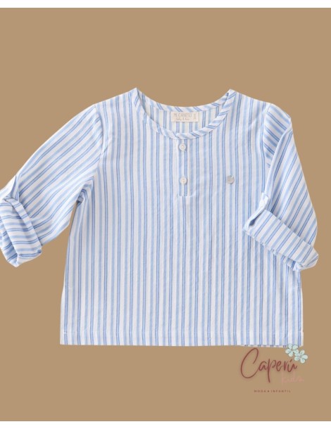 MI CANESÚ TIENDA Camisa Niño Rayas Azul Cielo Mi Canesú