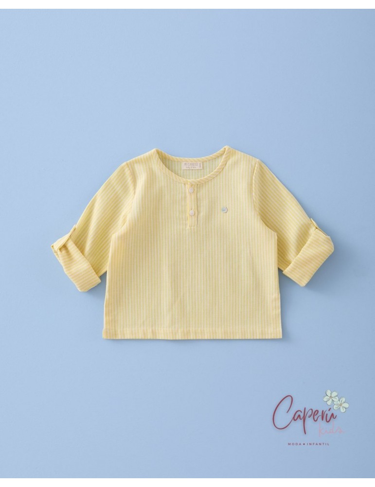 MI CANESÚ TIENDA Camisa Niño Rayitas Sand Mi Canesú