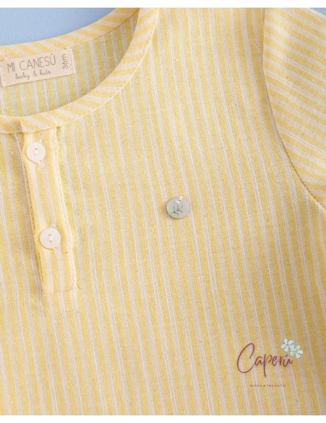 MI CANESÚ TIENDA Camisa Niño Rayitas Sand Mi Canesú
