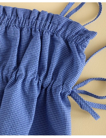 MI CANESÚ TIENDA Top Cintas Minivichy Añil Mi Canesú