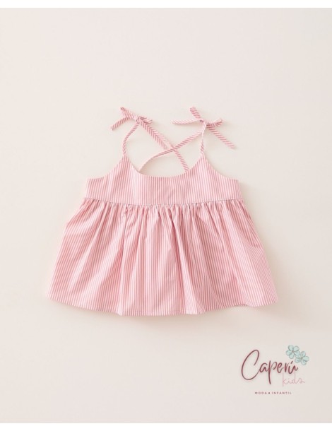 MI CANESÚ TIENDA Top Tirantes Rayitas Pink Mi Canesú