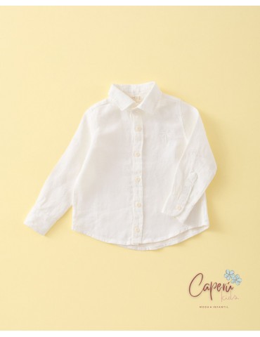 MI CANESÚ TIENDA Camisa Niño Lino Manga Larga Blanca Mi Canesú