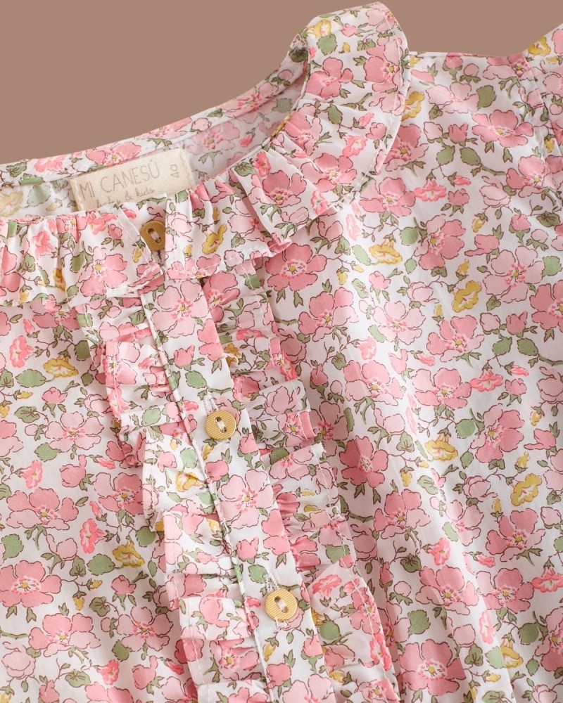 MI CANESÚ TIENDA Blusa Volantitos Liberty Pink Coco Flúor Mi Canesú