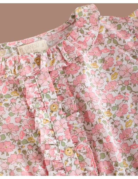 MI CANESÚ TIENDA Blusa Volantitos Liberty Pink Coco Flúor Mi Canesú