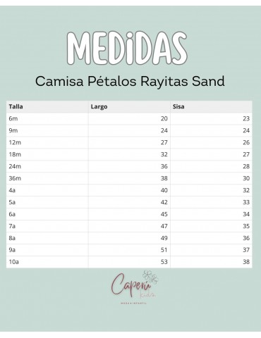 MI CANESÚ TIENDA Camisa Pétalos Rayitas Sand Mi Canesú